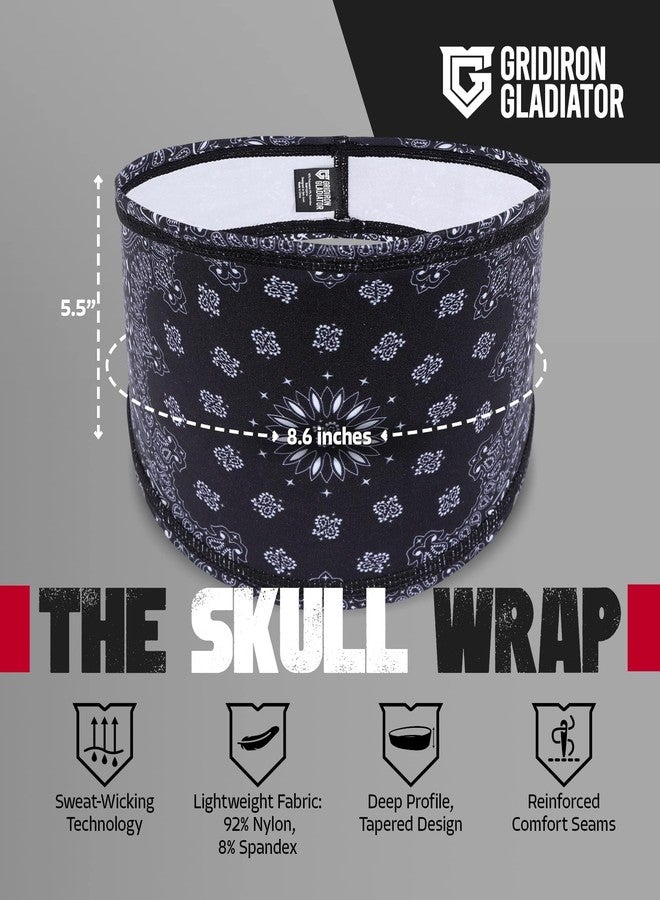 Gridiron Gladiator عصابة رأس بتصميم جمجمة كرة القدم الأمريكية - عصابة رأس رياضية للرجال، مصنوعة من النايلون، مقاس واحد، لون أسود - مصممة للاعبي كرة القدم الأمريكية، تُحسّن راحة الخوذة، وتبقى ثابتة أثناء الحركات المكثفة. - Image 3